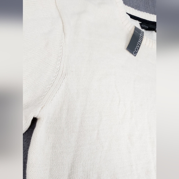Covington 100% Cotton Cream Colored Pullover Tight Knit Sweater - Men's Large - Picture 2 of 5